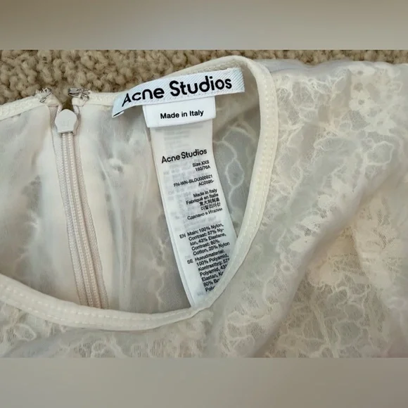 Acne Studios Cream Lace Bow Top Runway - Picture 3 of 5